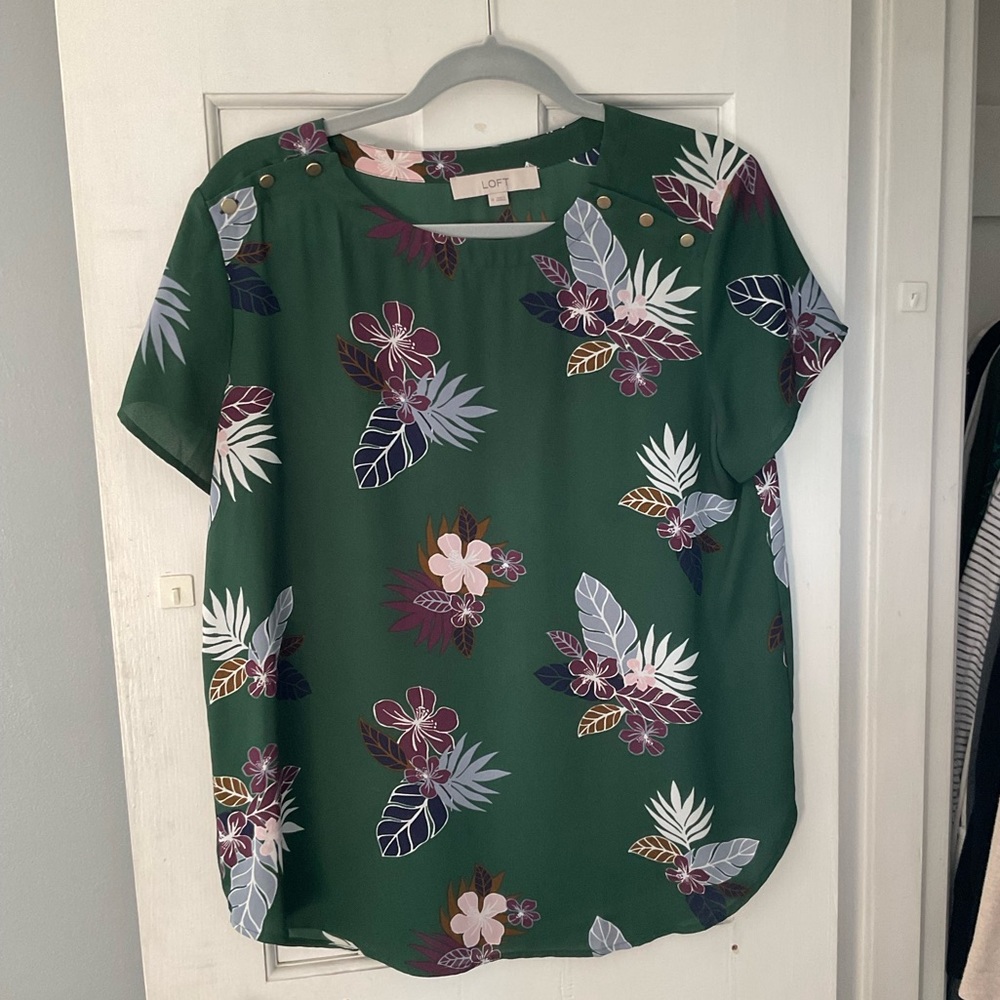 Loft Green Floral Blouse
